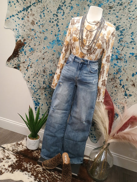 The Kayla High Rise Wide Leg Vintage Wash Jeans