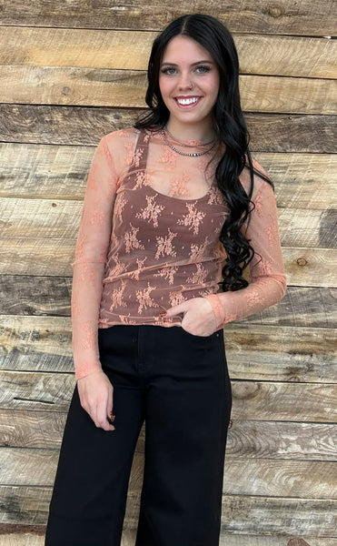 The Coral Lace Mesh Top
