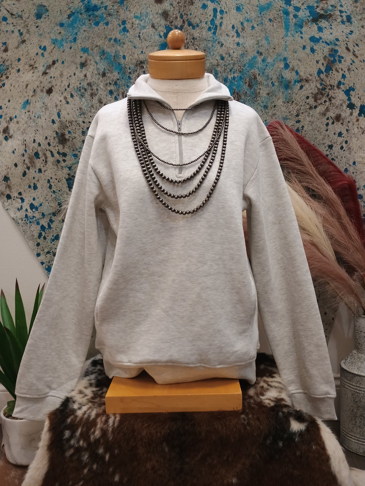 The MAMA Bold Grey Quarter Zip Sweatshirt