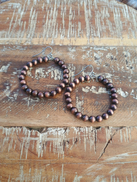 The Way Around Faux Navajo Pearl Copper Earrings