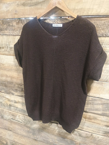 The Talk To It Chocolate Sweater Cuff Top