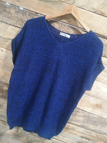 The Talk To It Navy Sweater Cuff Top