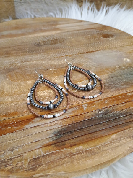 The Triple Tear Drop Brown Earrings