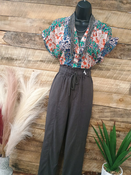 The Pretty Days Linen Dark Grey Pants