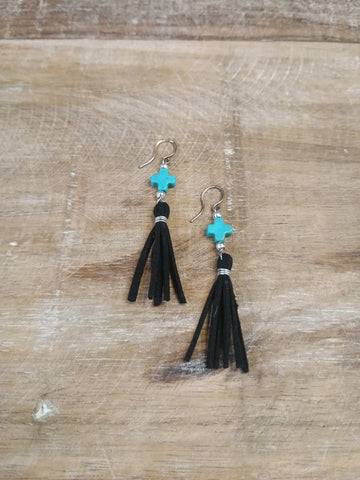 The Real Time Turquoise Cross Earrings