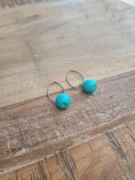 The Simple Round Turquoise Earrings