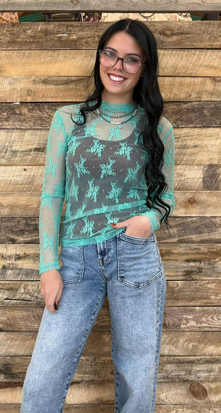 The Mint Lace Mesh Top