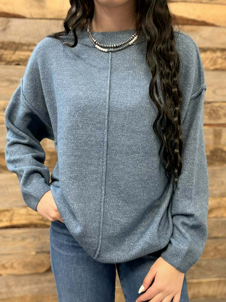 The Stop Here Dusty Blue Sweater