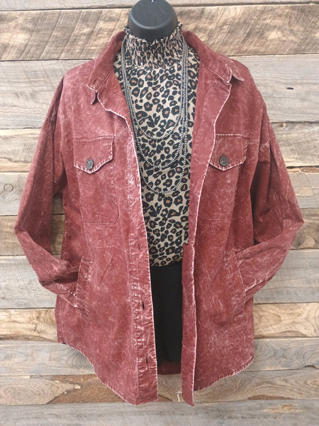 The Way To It Mineral Wash Button Rust Jacket