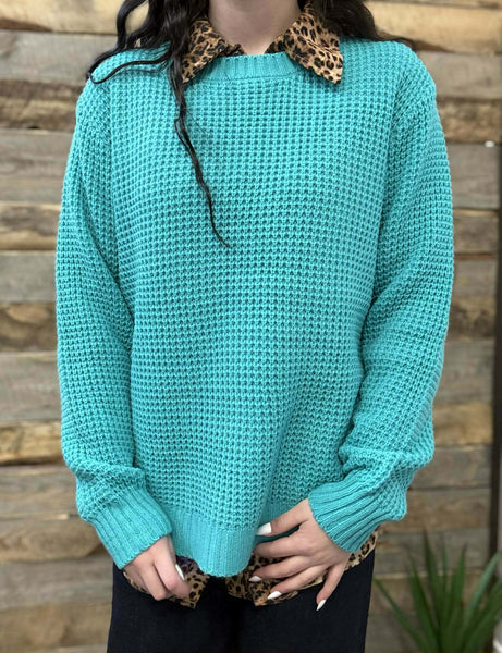 The Come There Turquoise Sweater