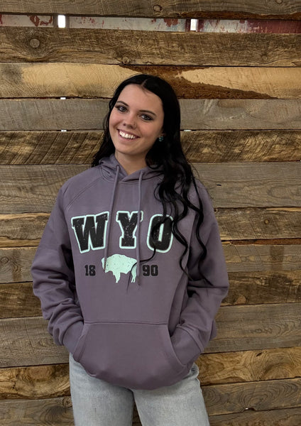 The Distressed WYO Bison Cosmic Purple Hoodie
