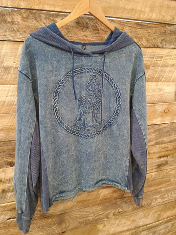 The Mixed Thoughts Denim Hoodie Sweatshirt