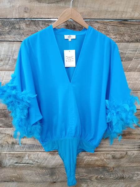 The Fun Feathers Blue Body Suit Top