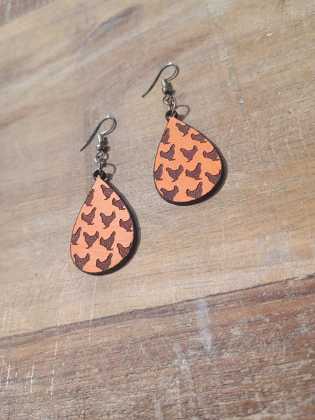 The Chicken Small Teardrop Leather Earrings