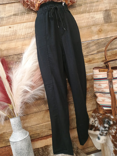 The Pretty Days Linen Black Pants