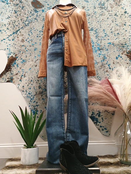 The Button Rust Down Top Cardigan