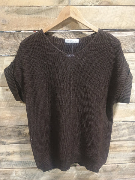 The Talk To It Chocolate Sweater Cuff Top