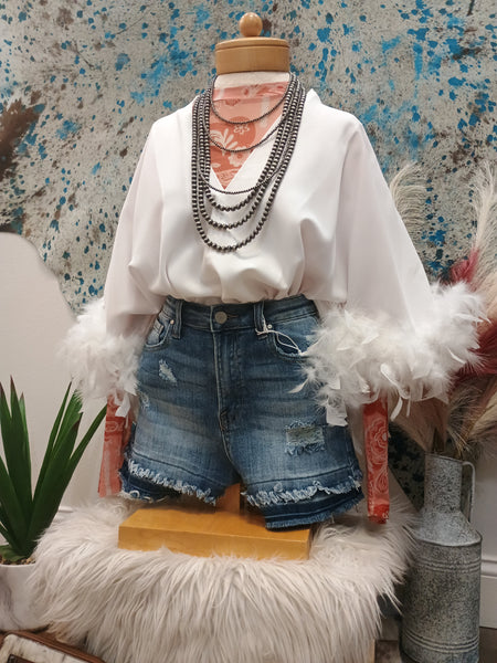 The Fun Feathers White Body Suit Top
