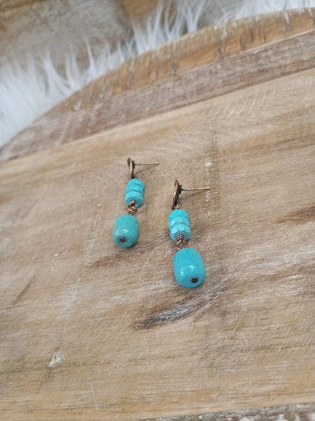 The Stacked Turquoise and Copper Earrings