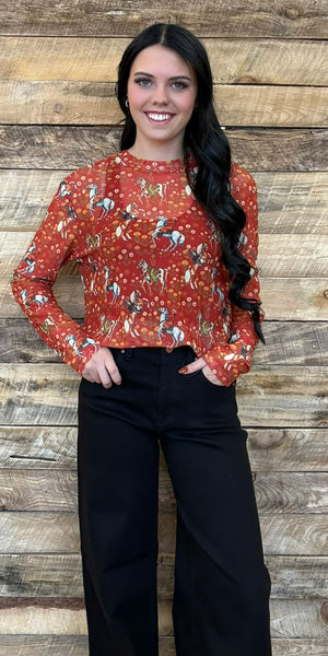 The Cowboy Red Mesh Top