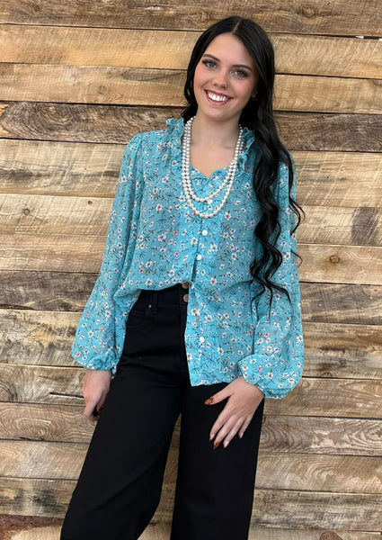 The Today's It Blue Ruffle Top