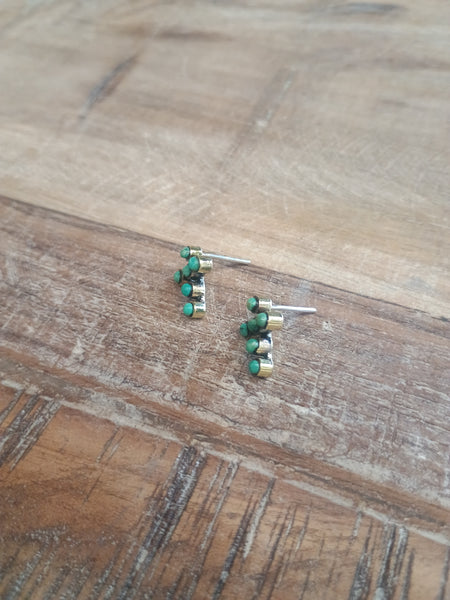 The Simple Cross Stud Turquoise & Brass Earrings