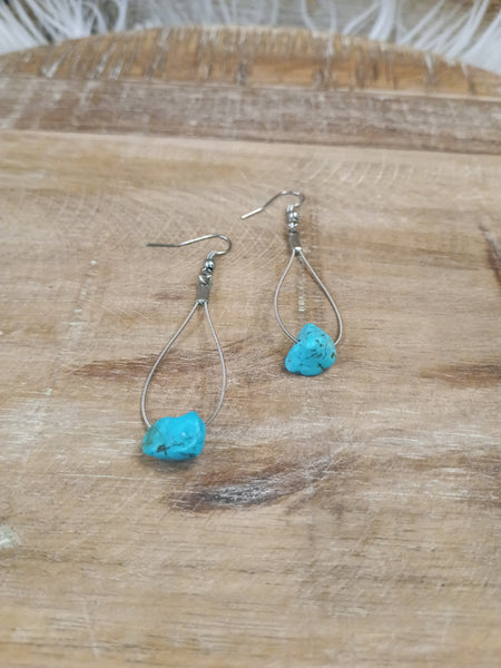 The Single Stone Turquoise Teardrop Earrings