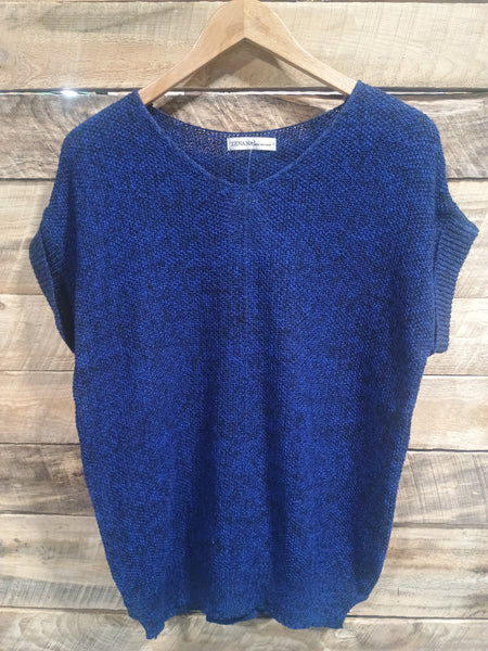The Talk To It Navy Sweater Cuff Top
