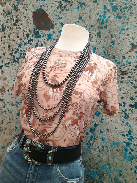 The Lasso Cowboy Mesh Short Sleeve Top