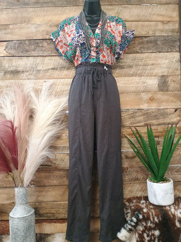 The Pretty Days Linen Dark Grey Pants