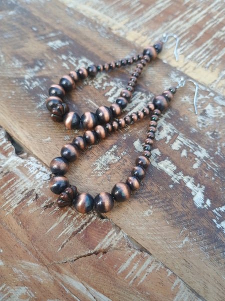 The Way To Be Faux Navajo Pearl Copper Earrings