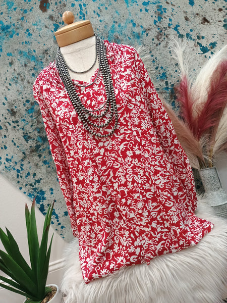 The Floral Print Tie Neck Top