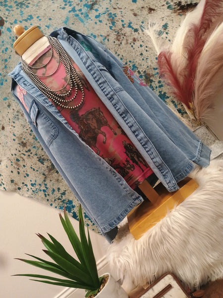 The Giddy Up Embroidery Denim Top Jacket
