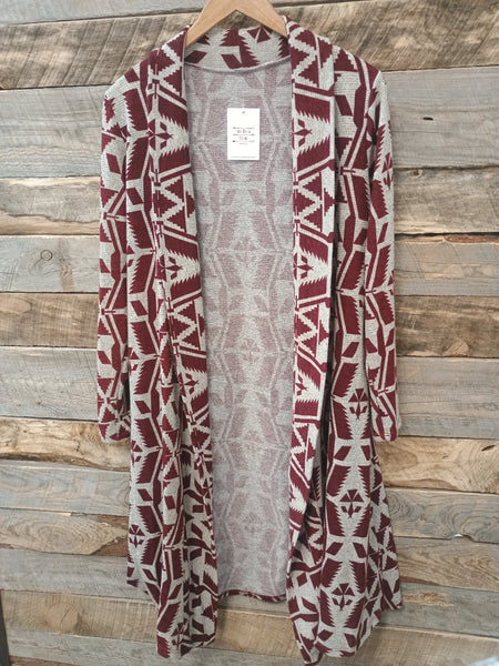 The Aztec Start Burgundy Cardigan