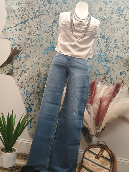 The Joey High Rise Wide Leg Dark Jeans