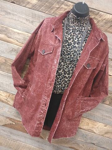 The Way To It Mineral Wash Button Rust Jacket