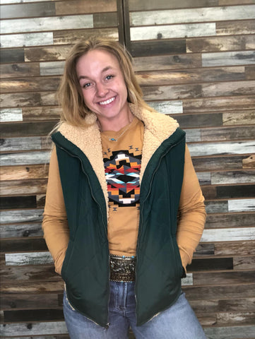 The Way There Green Sherpa Vest