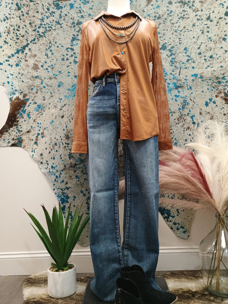 The Button Rust Down Top Cardigan