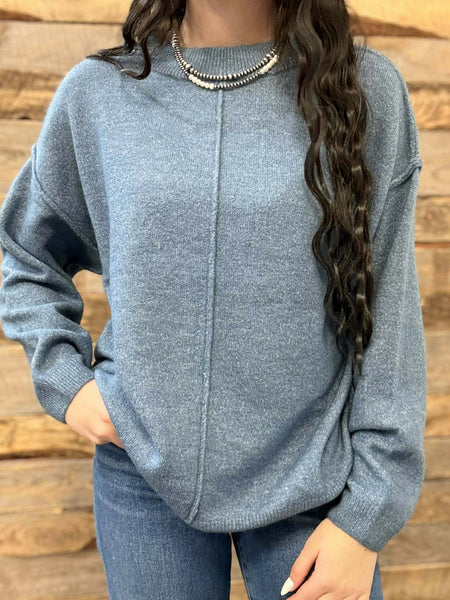 The Stop Here Dusty Blue Sweater