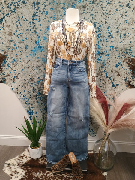The Kayla High Rise Wide Leg Vintage Wash Jeans