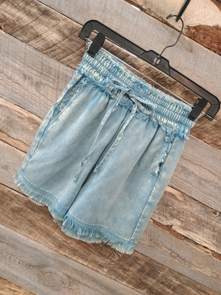 The Follow It Up Blue Grey Shorts