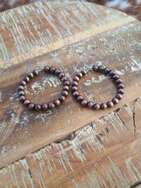 The Way Around Faux Navajo Pearl Copper Earrings