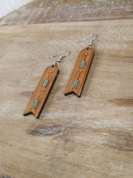 The Long Way Arrow Wood Earrings