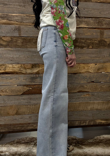 The Natisha High Rise Wide Leg Light Wash Jeans