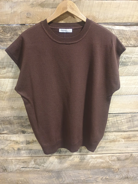 The Talk To Them Brown Sweater Tank Top
