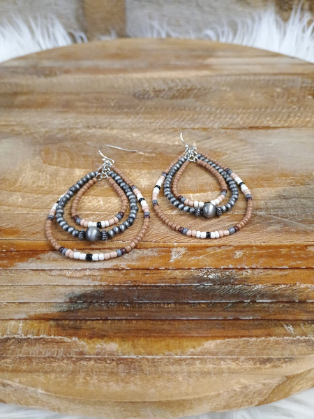 The Triple Tear Drop Brown Earrings