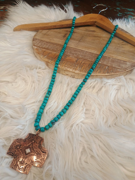 The Cross The Day Turquoise Necklace