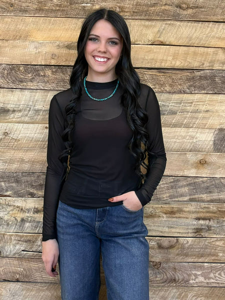 The Black Mesh Top