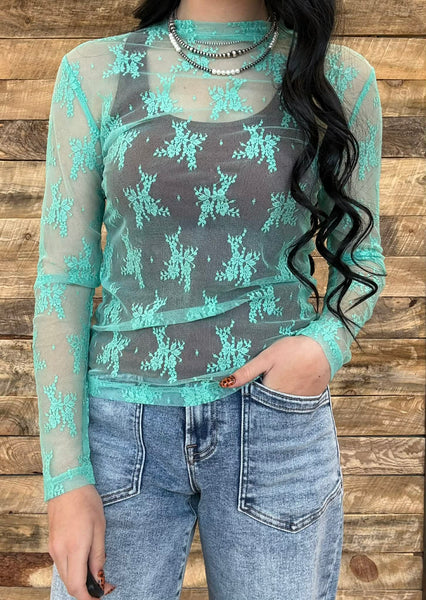 The Mint Lace Mesh Top