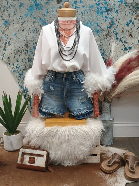 The Fun Feathers White Body Suit Top
